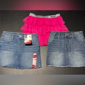Lot of 3 Girls Miscellaneous Brand Denim Skirts and Tutu - Size 7/8